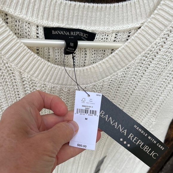 Banana Republic Wm’s Open Stitch Tank NWT In White Sz M - Picture 4 of 13